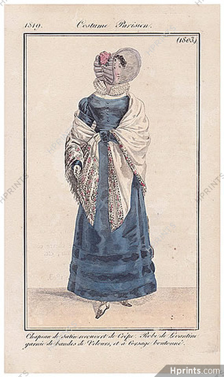 Le Journal des Dames et des Modes 1819 Costume Parisien N°1803