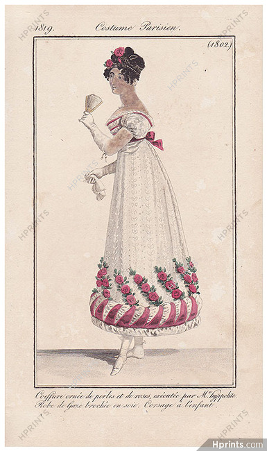 Le Journal des Dames et des Modes 1819 Costume Parisien N°1802