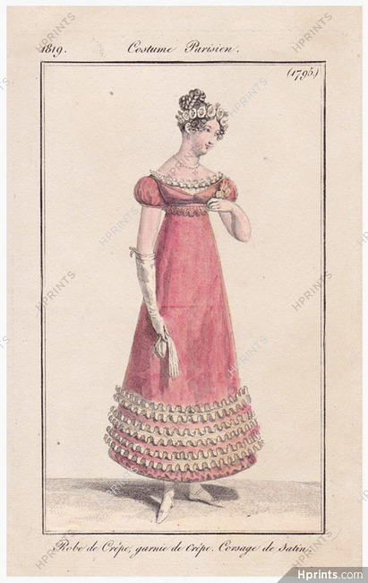 Le Journal des Dames et des Modes 1819 Costume Parisien N°1795