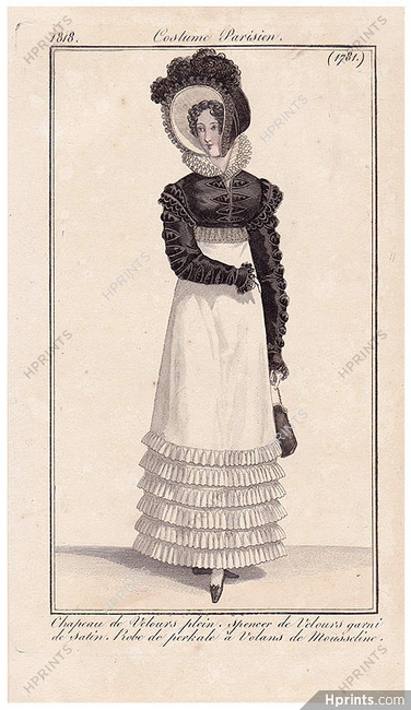 Le Journal des Dames et des Modes 1818 Costume Parisien N°1781