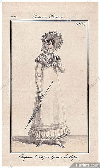 Le Journal des Dames et des Modes 1818 Costume Parisien N°1730