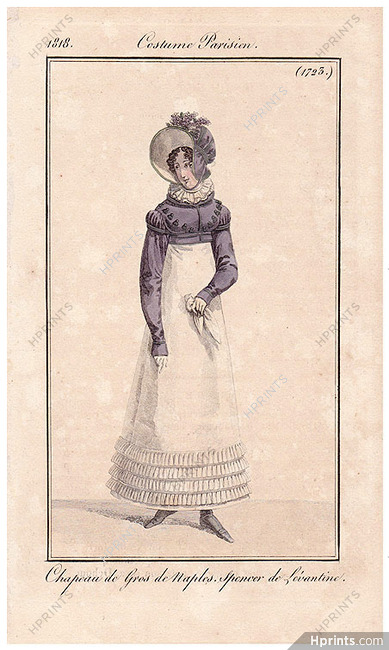 Le Journal des Dames et des Modes 1818 Costume Parisien N°1723