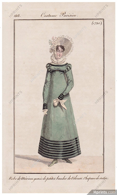Le Journal des Dames et des Modes 1818 Costume Parisien N°1720