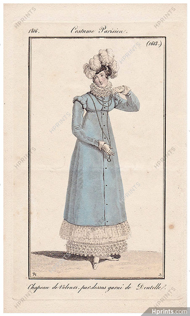 Le Journal des Dames et des Modes 1816 Costume Parisien N°1613 Horace Vernet