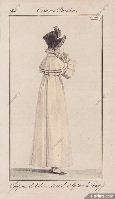 Le Journal des Dames et des Modes 1816 Costume Parisien N°1533 Horace Vernet