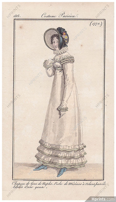 Le Journal des Dames et des Modes 1818 Costume Parisien N°1770
