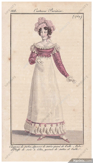 Le Journal des Dames et des Modes 1818 Costume Parisien N°1769