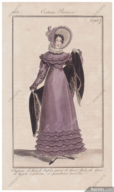 Le Journal des Dames et des Modes 1818 Costume Parisien N°1765