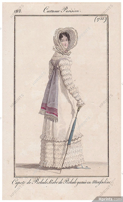 Le Journal des Dames et des Modes 1818 Costume Parisien N°1755