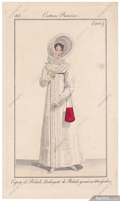 Le Journal des Dames et des Modes 1818 Costume Parisien N°1750