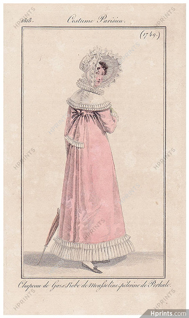 Le Journal des Dames et des Modes 1818 Costume Parisien N°1749