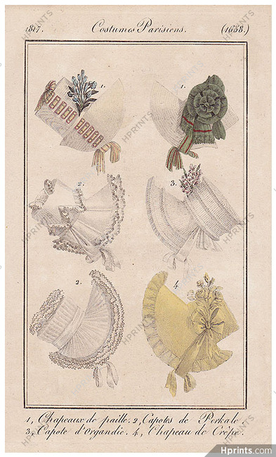 Le Journal des Dames et des Modes 1817 Costume Parisien N°1658 Hats