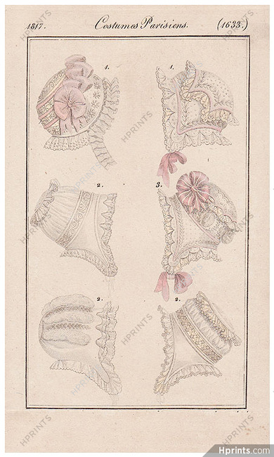 Le Journal des Dames et des Modes 1817 Costume Parisien N°1633 Hats