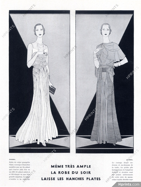 Chanel 1930 Evening Gown, Fashion Illustration — Clipping