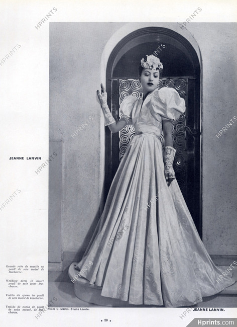 Jeanne Lanvin 1940 Wedding Dress, Fashion Photography C. Martin, Ducharne