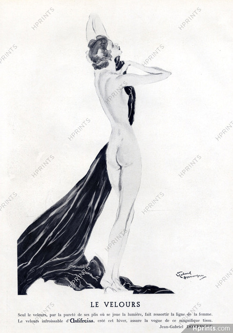 Jean-Gabriel Domergue 1936 Le Velours, The Velvet, Nude, Nudity