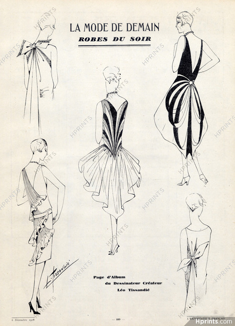 Léo Tissandié 1928 Evening Gown, Fashion Illustration