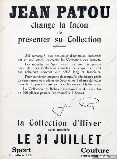 Jean Patou 1926 Autograph