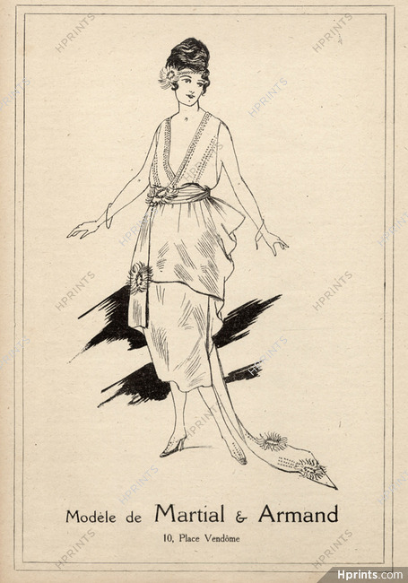Martial et Armand 1919 Fashion Illustration, Evening Gown