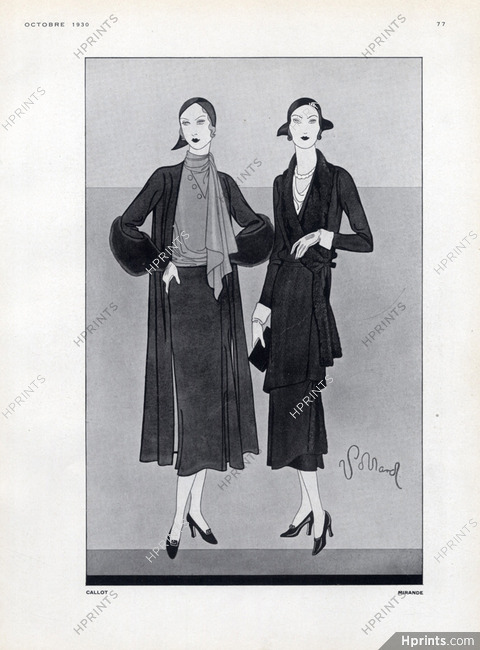 Callot Soeurs & Mirande 1930 Fashion Illustration Pollard