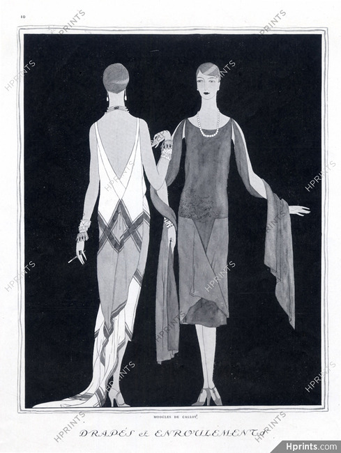 Callot Soeurs 1926 Evening Gown, Fashion Illustration, Art Deco Style