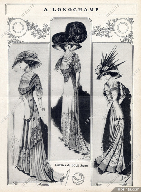 Boué Soeurs 1909 Fashion Illustration, Art Nouveau Style