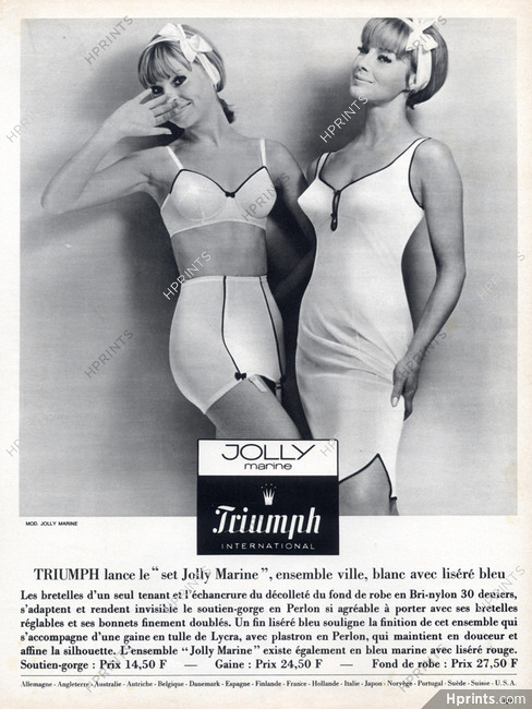 Triumph (Lingerie) 1965 Model Jolly Marine Set, Girdle, Bra