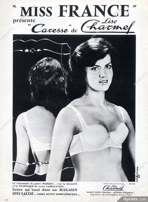 Lise Charmel (Lingerie) 1965 Model Caresse, Bra, Miss France