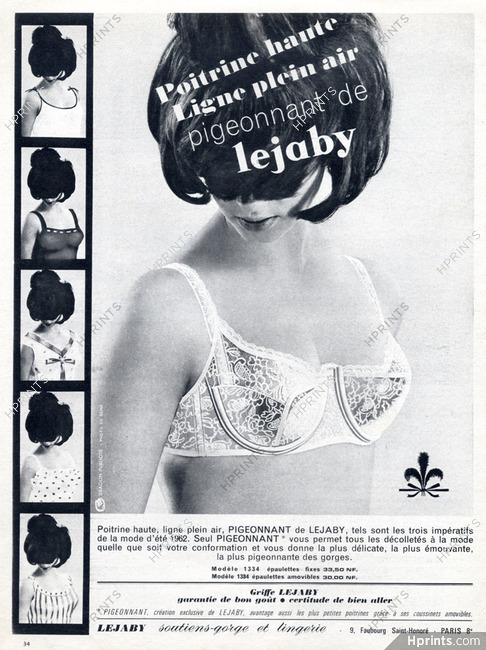Lejaby (Lingerie) 1963 Model Pigeonnant, Bra — Advertisement