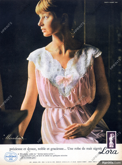 Lora (Lingerie) 1962 Photo Gilbert Roy, Nightgown, Lace Embroidery