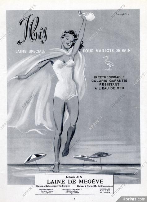 J. Langlais 1949 Ibis Laine de Megève, Bathing Beauty, Swimwear