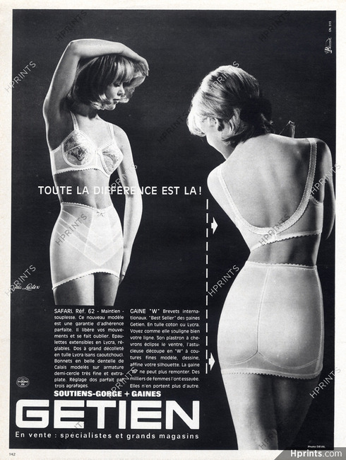 Getien (Lingerie) 1965 Girdle, Bra — Advertisement
