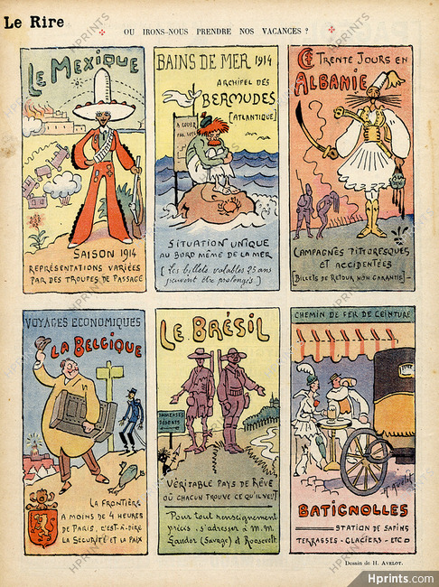 Henri Avelot 1914 Mexique, Bermudes, Albanie, Belgique, Bresil, Comic Strip