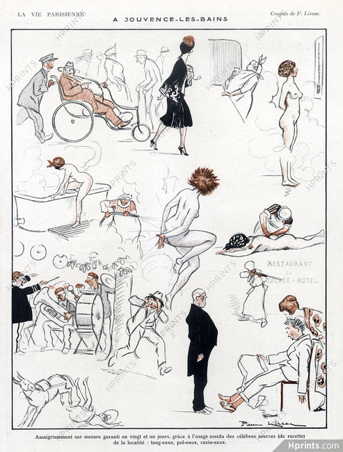 Pierre Lissac 1932 Jouvence les Bains, Spa, Nude, Nudity, Comic Strip