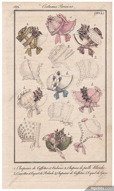 Le Journal des Dames et des Modes 1812 Costume Parisien N°1224 Hats
