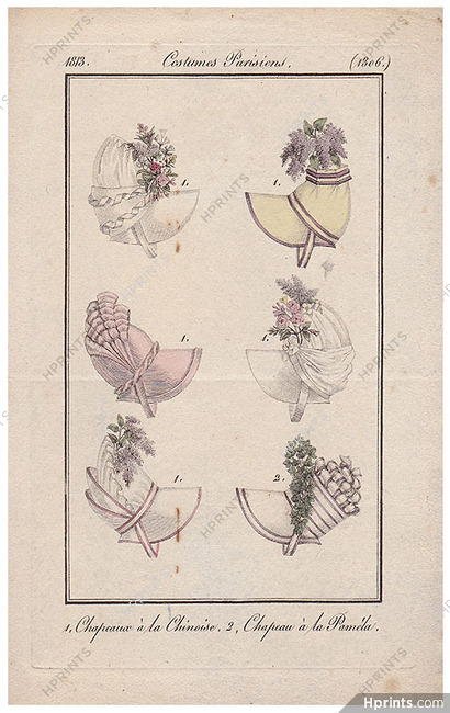 Le Journal des Dames et des Modes 1813 Costume Parisien N°1306 Hats