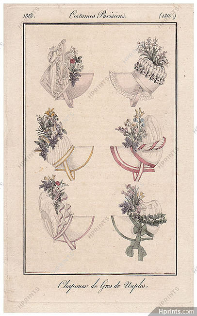 Le Journal des Dames et des Modes 1813 Costume Parisien N°1310 Hats