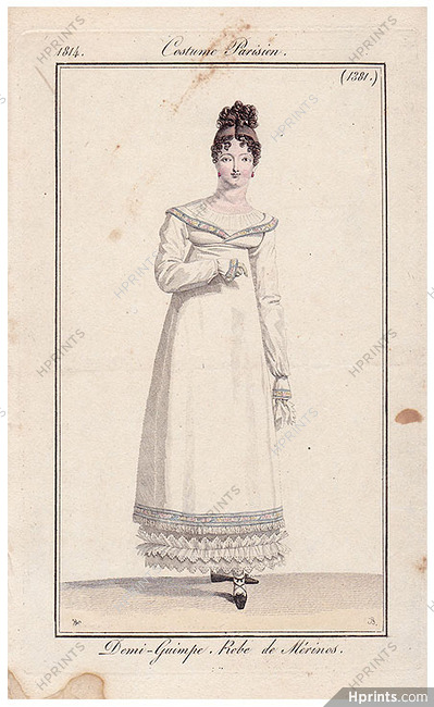 Le Journal des Dames et des Modes 1814 Costume Parisien N°1381 Horace Vernet