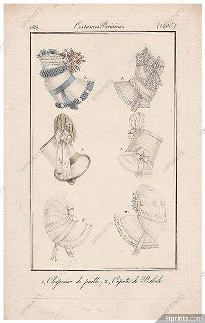 Le Journal des Dames et des Modes 1814 Costume Parisien N°1405 Hats