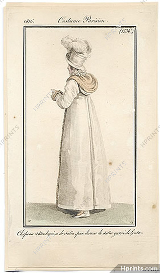 Le Journal des Dames et des Modes 1816 Costume Parisien N°1536 Horace Vernet