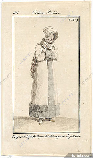 Le Journal des Dames et des Modes 1816 Costume Parisien N°1540