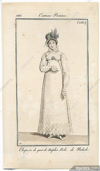 Le Journal des Dames et des Modes 1816 Costume Parisien N°1561 Horace Vernet