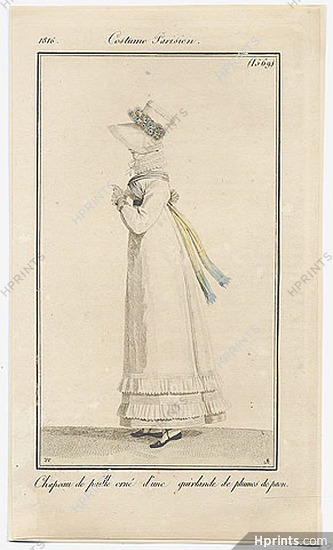 Le Journal des Dames et des Modes 1816 Costume Parisien N°1569 Horace Vernet