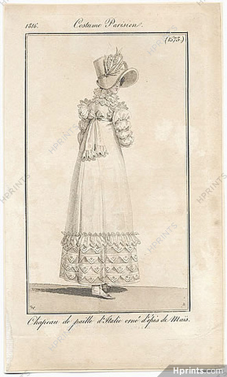 Le Journal des Dames et des Modes 1816 Costume Parisien N°1573 Horace Vernet