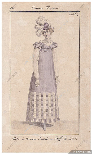 Le Journal des Dames et des Modes 1816 Costume Parisien N°1575 Horace Vernet