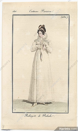 Le Journal des Dames et des Modes 1816 Costume Parisien N°1582 Horace Vernet