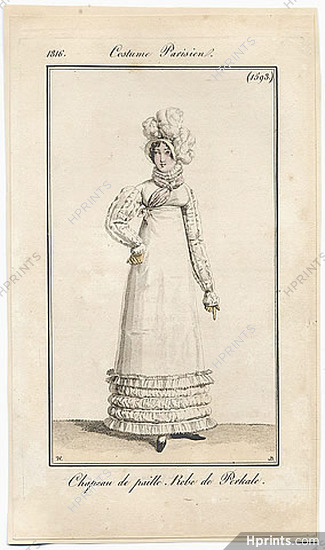 Le Journal des Dames et des Modes 1816 Costume Parisien N°1593 Horace Vernet