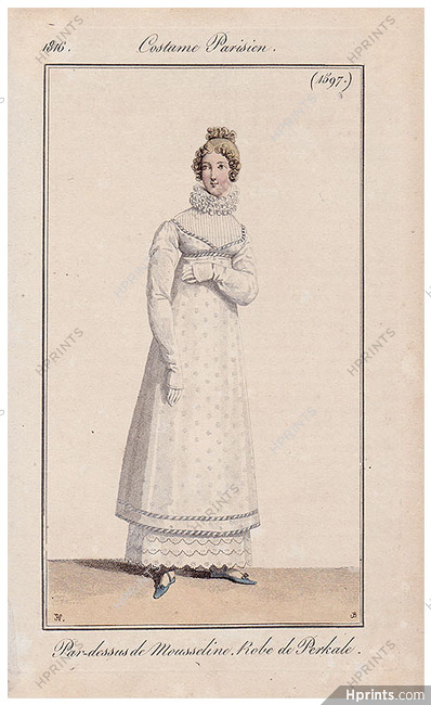 Le Journal des Dames et des Modes 1816 Costume Parisien N°1597 Horace Vernet