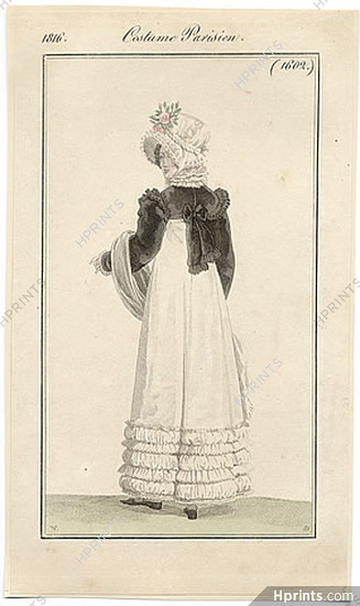 Le Journal des Dames et des Modes 1816 Costume Parisien N°1602 Horace Vernet
