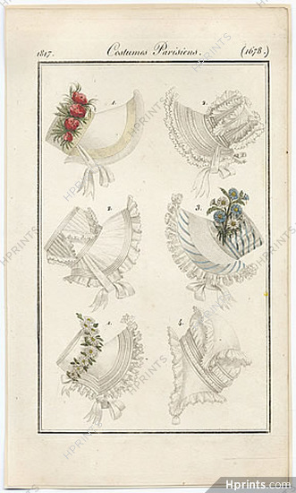 Le Journal des Dames et des Modes 1817 Costume Parisien N°1678 Hats